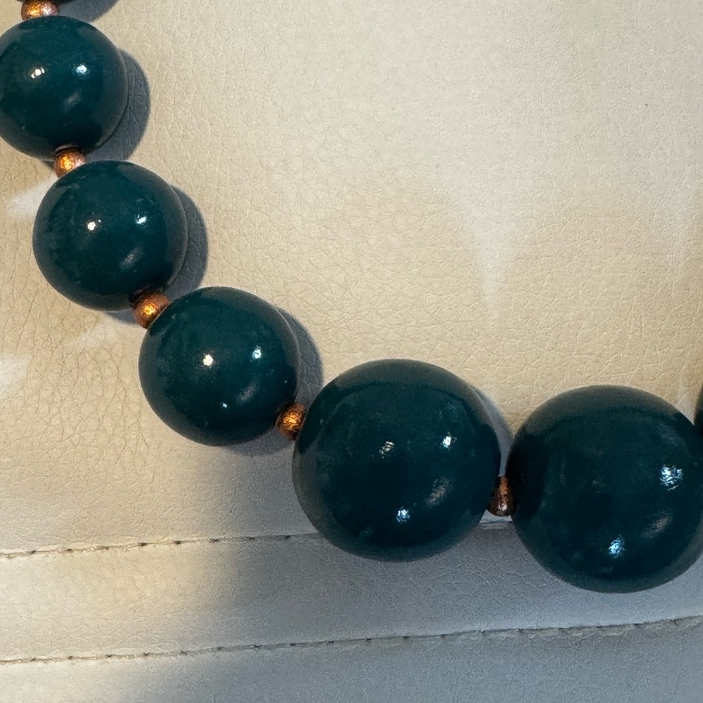 Vintage Y2K Express Teal and Copper Beaded Necklace - Picture 2 of 3